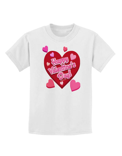 Happy Valentine's Day Romantic Hearts Childrens T-Shirt-Childrens T-Shirt-TooLoud-White-X-Small-Davson Sales