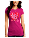 Happy Valentine's Day Romantic Hearts Juniors Crew Dark T-Shirt-T-Shirts Juniors Tops-TooLoud-Hot-Pink-Juniors Fitted Small-Davson Sales