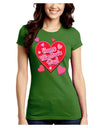 Happy Valentine's Day Romantic Hearts Juniors Crew Dark T-Shirt-T-Shirts Juniors Tops-TooLoud-Kiwi-Green-Juniors Fitted Small-Davson Sales