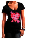 Happy Valentine's Day Romantic Hearts Juniors V-Neck Dark T-Shirt-Womens V-Neck T-Shirts-TooLoud-Black-Juniors Fitted Small-Davson Sales