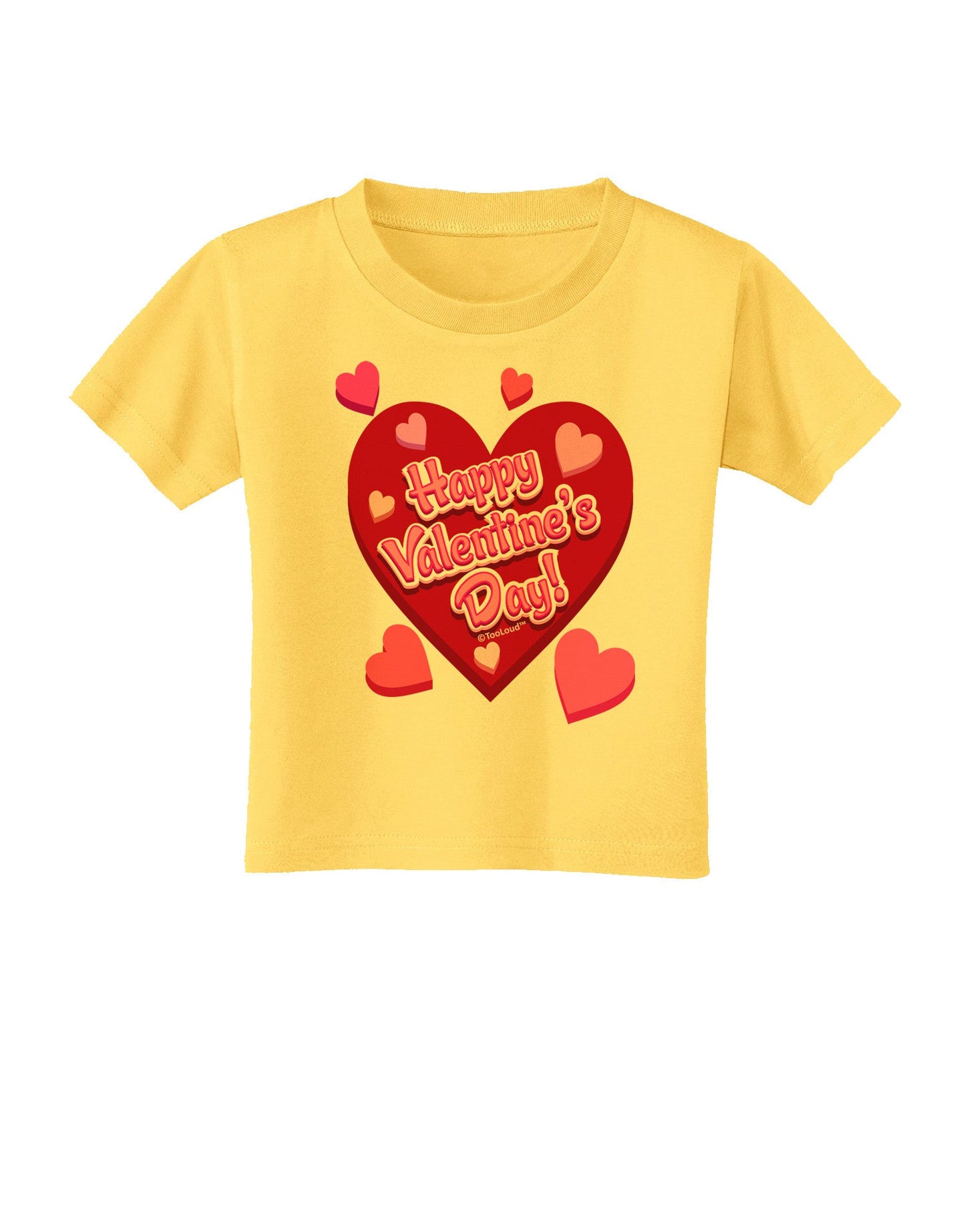 Happy Valentine's Day Romantic Hearts Toddler T-Shirt-Toddler T-Shirt-TooLoud-Yellow-2T-Davson Sales