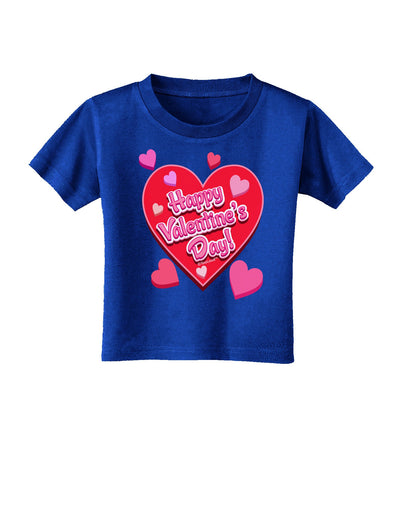 Happy Valentine's Day Romantic Hearts Toddler T-Shirt Dark-Toddler T-Shirt-TooLoud-Royal-Blue-2T-Davson Sales