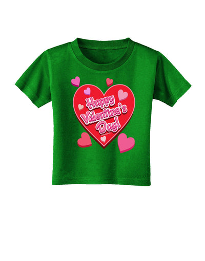 Happy Valentine's Day Romantic Hearts Toddler T-Shirt Dark-Toddler T-Shirt-TooLoud-Clover-Green-2T-Davson Sales