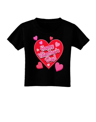 Happy Valentine's Day Romantic Hearts Toddler T-Shirt Dark-Toddler T-Shirt-TooLoud-Black-2T-Davson Sales