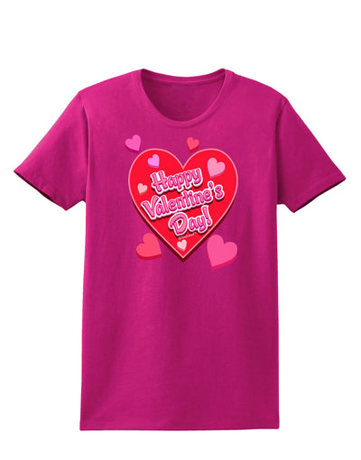 Happy Valentine's Day Romantic Hearts Womens Dark T-Shirt-TooLoud-Hot-Pink-Small-Davson Sales