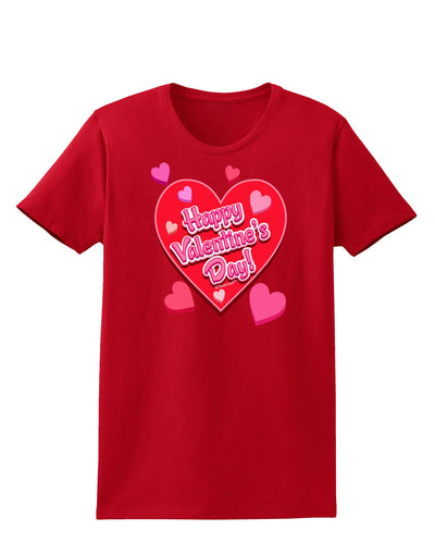 Happy Valentine's Day Romantic Hearts Womens Dark T-Shirt-TooLoud-Red-X-Small-Davson Sales