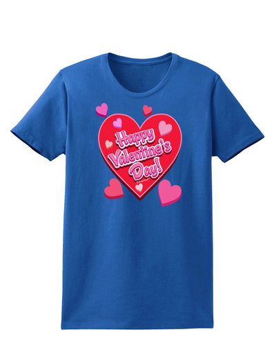 Happy Valentine's Day Romantic Hearts Womens Dark T-Shirt-TooLoud-Royal-Blue-X-Small-Davson Sales