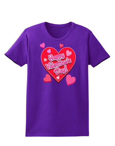 Happy Valentine's Day Romantic Hearts Womens Dark T-Shirt-TooLoud-Purple-X-Small-Davson Sales