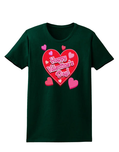 Happy Valentine's Day Romantic Hearts Womens Dark T-Shirt-TooLoud-Forest-Green-Small-Davson Sales