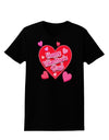 Happy Valentine's Day Romantic Hearts Womens Dark T-Shirt-TooLoud-Black-X-Small-Davson Sales