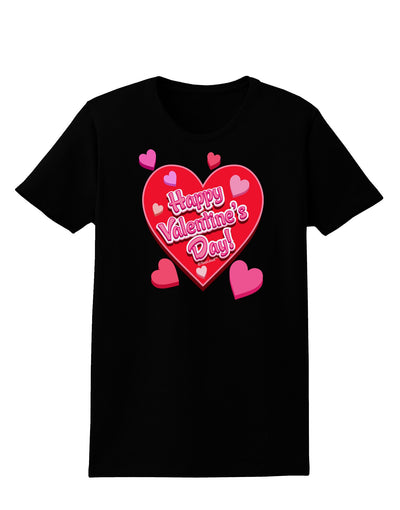 Happy Valentine's Day Romantic Hearts Womens Dark T-Shirt-TooLoud-Black-X-Small-Davson Sales