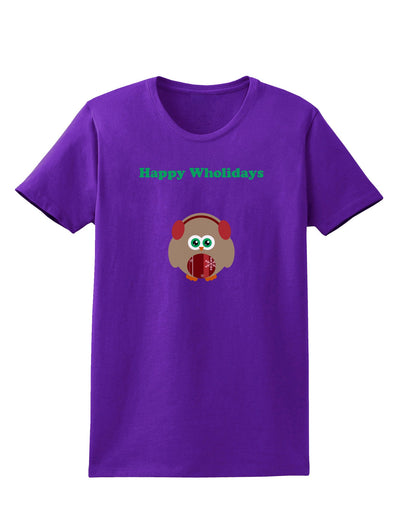 Happy Wholidays Winter Owl With Earmuffs Womens Dark T-Shirt-TooLoud-Purple-X-Small-Davson Sales