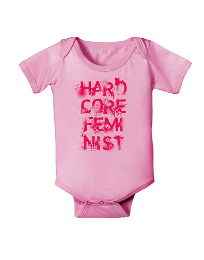 Hardcore Feminist - Pink Baby Romper Bodysuit-Baby Romper-TooLoud-Pink-06-Months-Davson Sales