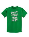 Hardcore Feminist - Pink Childrens Dark T-Shirt-Childrens T-Shirt-TooLoud-Kelly-Green-X-Small-Davson Sales