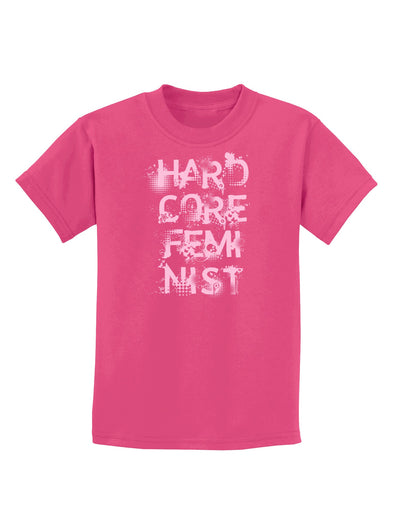 Hardcore Feminist - Pink Childrens Dark T-Shirt-Childrens T-Shirt-TooLoud-Sangria-X-Small-Davson Sales