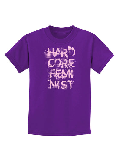 Hardcore Feminist - Pink Childrens Dark T-Shirt-Childrens T-Shirt-TooLoud-Purple-X-Small-Davson Sales