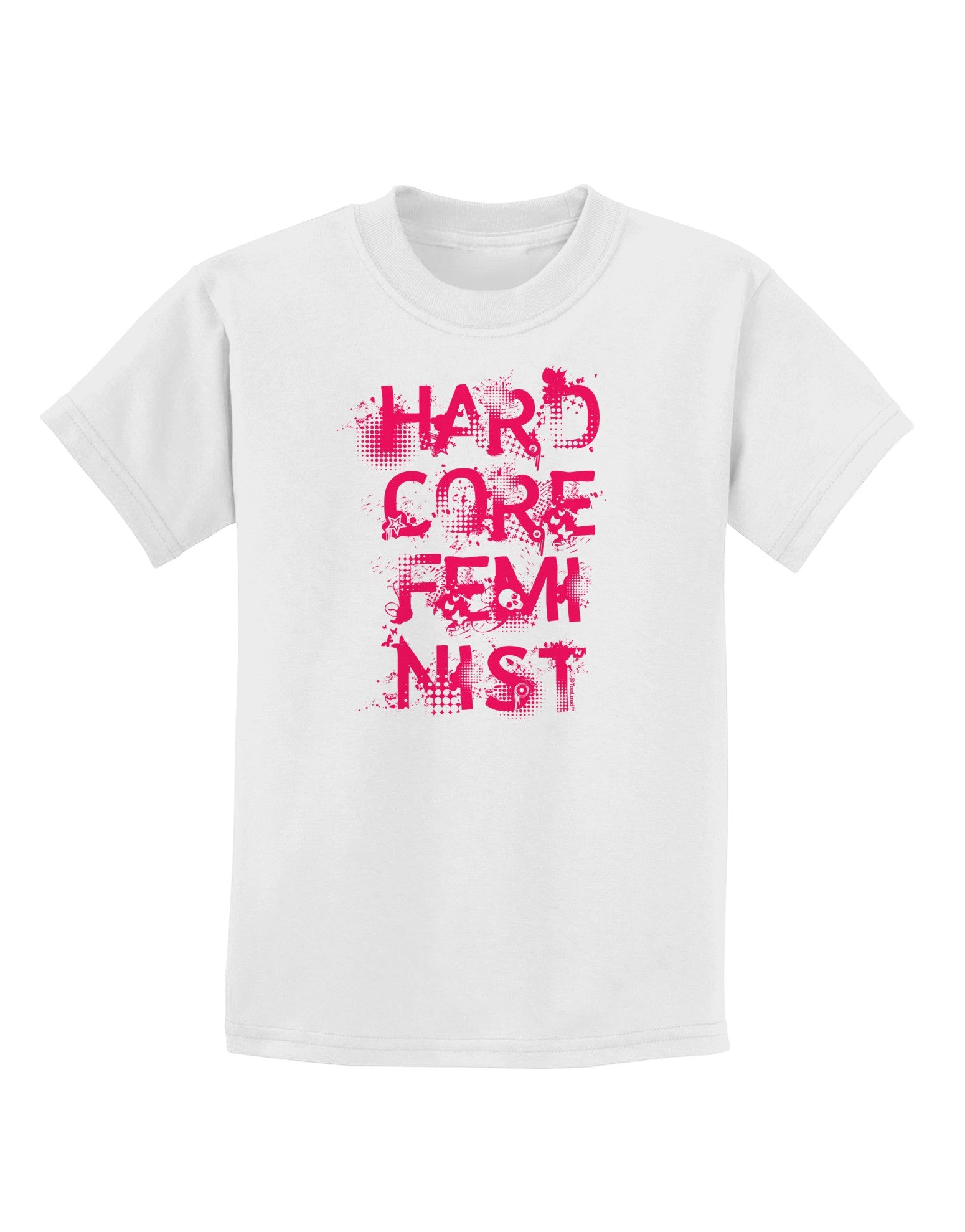 Hardcore Feminist - Pink Childrens T-Shirt-Childrens T-Shirt-TooLoud-White-X-Small-Davson Sales