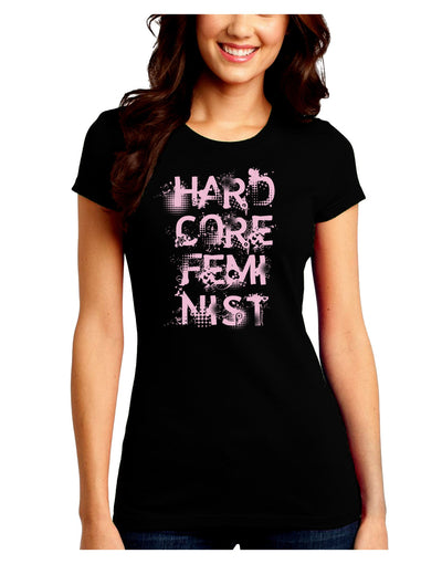 Hardcore Feminist - Pink Juniors Crew Dark T-Shirt-T-Shirts Juniors Tops-TooLoud-Black-Juniors Fitted Small-Davson Sales