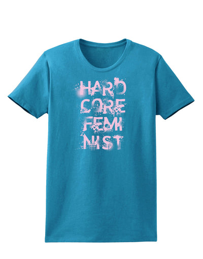 Hardcore Feminist - Pink Womens Dark T-Shirt-TooLoud-Turquoise-X-Small-Davson Sales