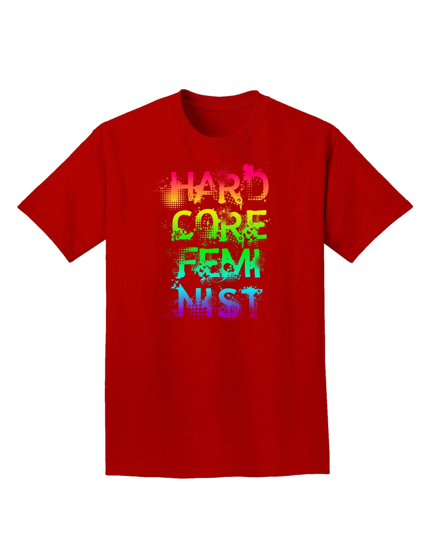 Hardcore Feminist - Rainbow Adult Dark T-Shirt-Mens T-Shirt-TooLoud-Red-Small-Davson Sales