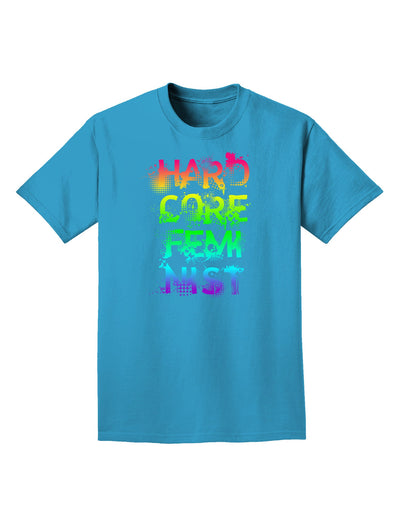 Hardcore Feminist - Rainbow Adult Dark T-Shirt-Mens T-Shirt-TooLoud-Turquoise-Small-Davson Sales