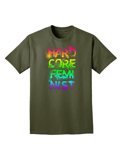 Hardcore Feminist - Rainbow Adult Dark T-Shirt-Mens T-Shirt-TooLoud-Military-Green-Small-Davson Sales