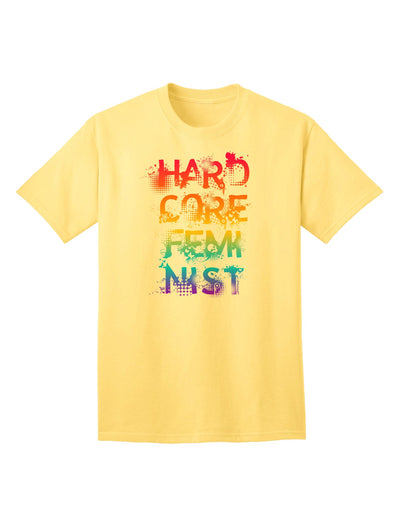 Hardcore Feminist - Rainbow Adult T-Shirt-Mens T-Shirt-TooLoud-Yellow-Small-Davson Sales