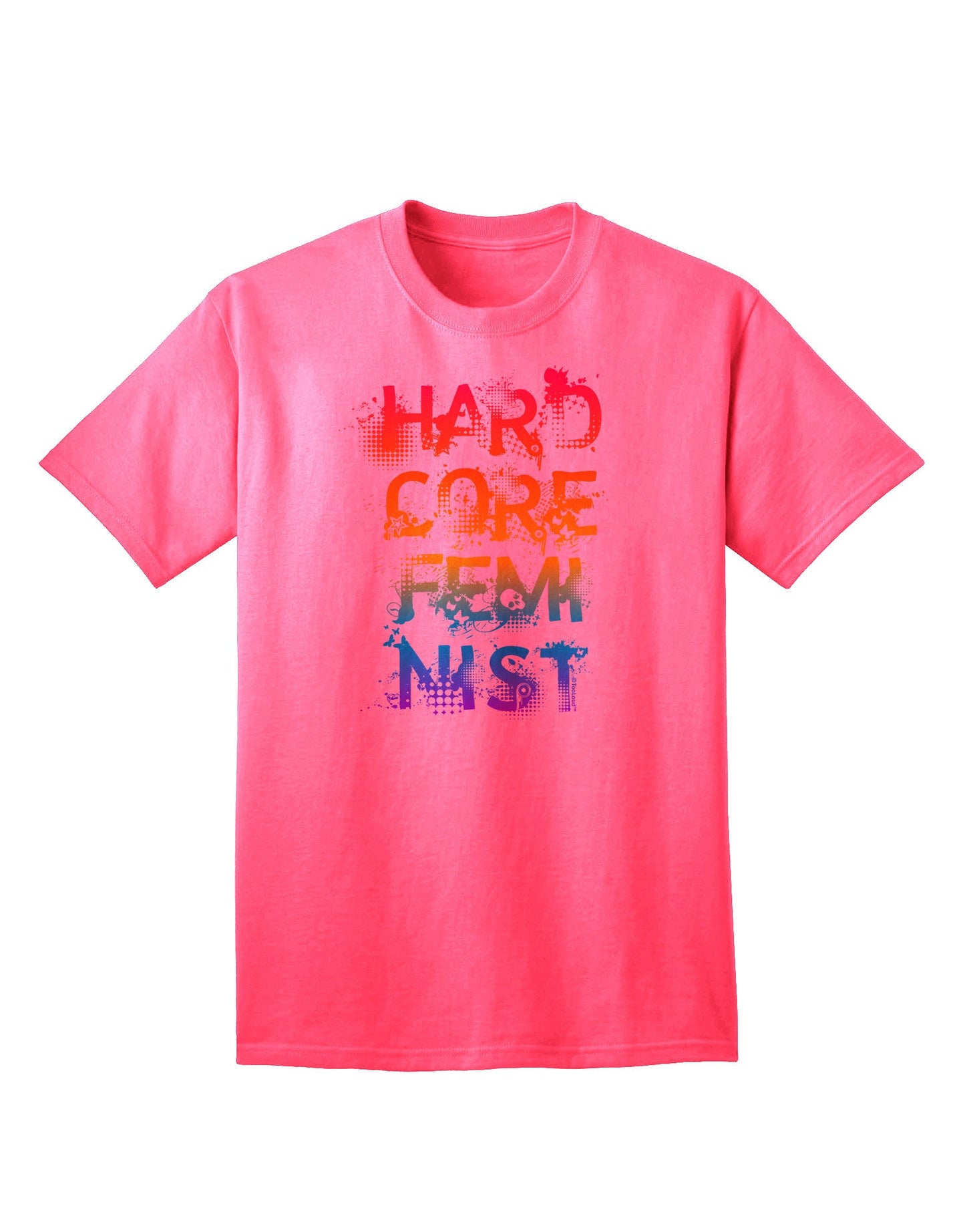 Hardcore Feminist - Rainbow Adult T-Shirt-Mens T-Shirt-TooLoud-Neon-Pink-Small-Davson Sales