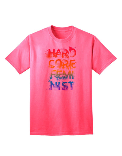 Hardcore Feminist - Rainbow Adult T-Shirt-Mens T-Shirt-TooLoud-Neon-Pink-Small-Davson Sales