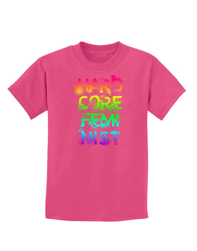 Hardcore Feminist - Rainbow Childrens Dark T-Shirt-Childrens T-Shirt-TooLoud-Sangria-X-Small-Davson Sales