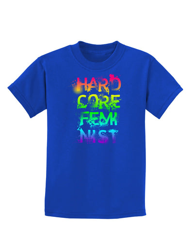 Hardcore Feminist - Rainbow Childrens Dark T-Shirt-Childrens T-Shirt-TooLoud-Royal-Blue-X-Small-Davson Sales