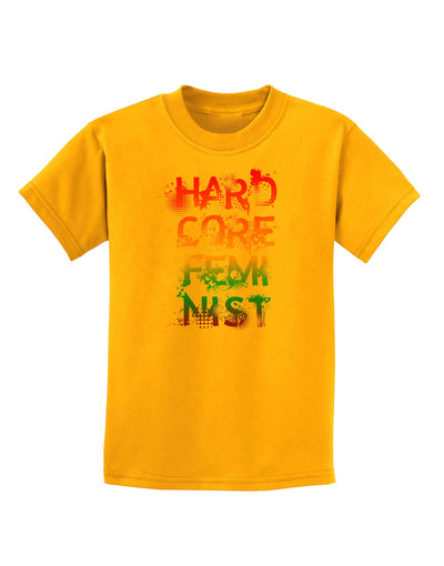 Hardcore Feminist - Rainbow Childrens T-Shirt-Childrens T-Shirt-TooLoud-Gold-X-Small-Davson Sales