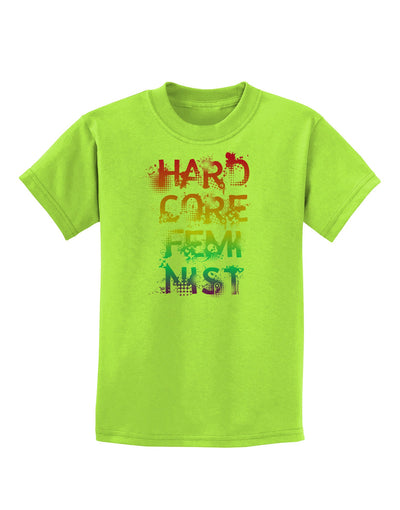 Hardcore Feminist - Rainbow Childrens T-Shirt-Childrens T-Shirt-TooLoud-Lime-Green-X-Small-Davson Sales