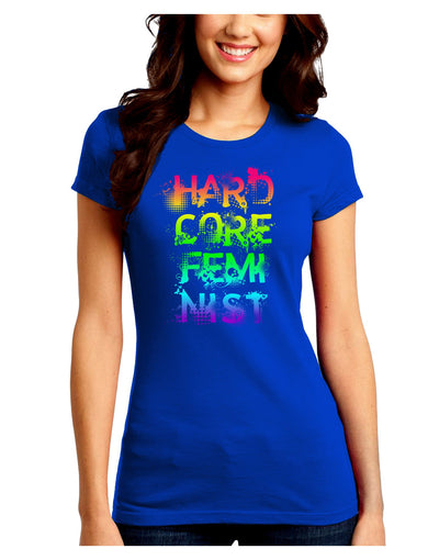 Hardcore Feminist - Rainbow Juniors Crew Dark T-Shirt-T-Shirts Juniors Tops-TooLoud-Royal-Blue-Juniors Fitted Small-Davson Sales