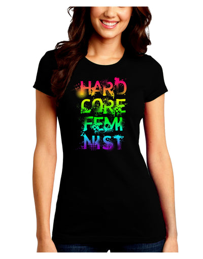 Hardcore Feminist - Rainbow Juniors Crew Dark T-Shirt-T-Shirts Juniors Tops-TooLoud-Black-Juniors Fitted Small-Davson Sales