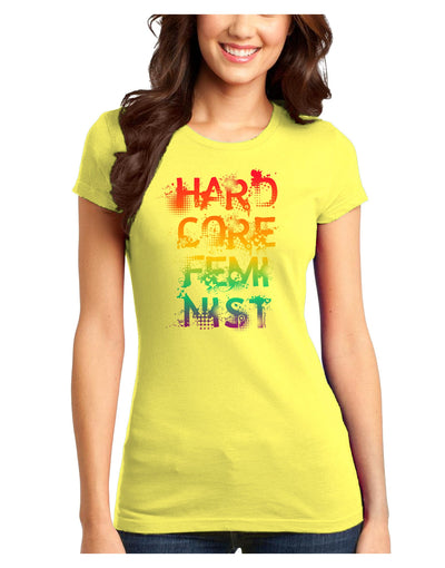 Hardcore Feminist - Rainbow Juniors T-Shirt-Womens Juniors T-Shirt-TooLoud-Yellow-Juniors Fitted X-Small-Davson Sales