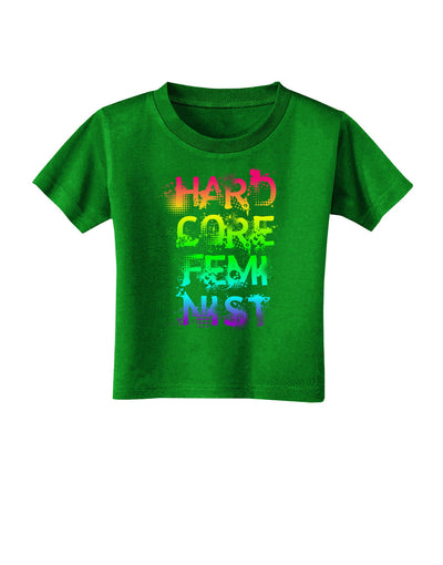 Hardcore Feminist - Rainbow Toddler T-Shirt Dark-Toddler T-Shirt-TooLoud-Clover-Green-2T-Davson Sales
