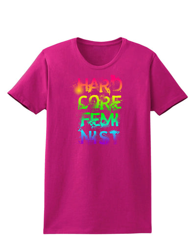 Hardcore Feminist - Rainbow Womens Dark T-Shirt-TooLoud-Hot-Pink-Small-Davson Sales