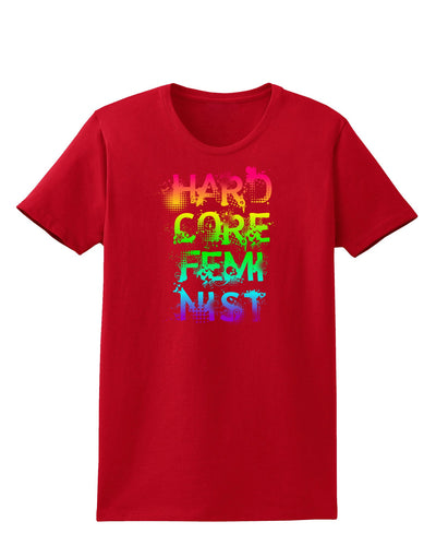 Hardcore Feminist - Rainbow Womens Dark T-Shirt-TooLoud-Red-X-Small-Davson Sales