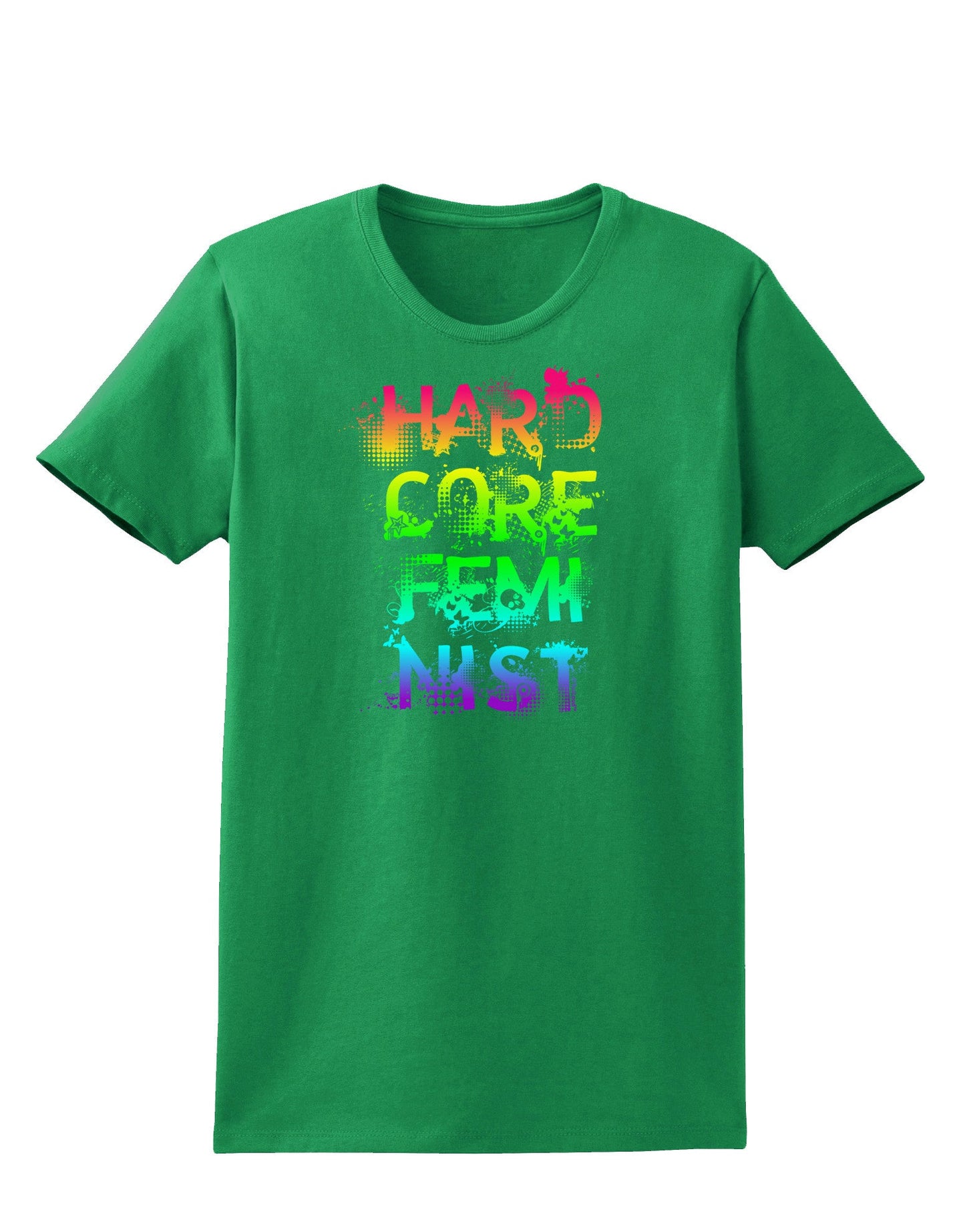 Hardcore Feminist - Rainbow Womens Dark T-Shirt-TooLoud-Kelly-Green-X-Small-Davson Sales
