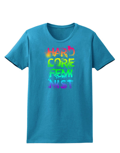 Hardcore Feminist - Rainbow Womens Dark T-Shirt-TooLoud-Turquoise-X-Small-Davson Sales