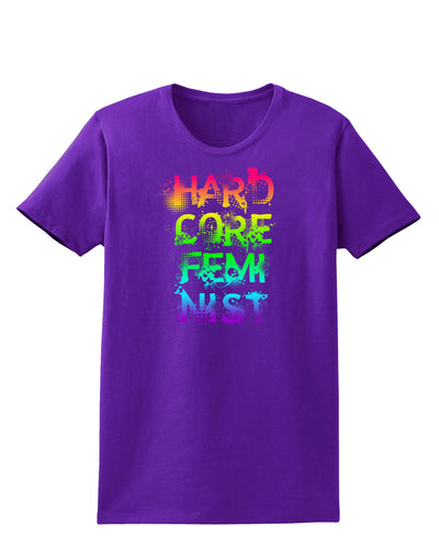 Hardcore Feminist - Rainbow Womens Dark T-Shirt-TooLoud-Purple-X-Small-Davson Sales