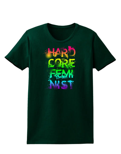 Hardcore Feminist - Rainbow Womens Dark T-Shirt-TooLoud-Forest-Green-Small-Davson Sales