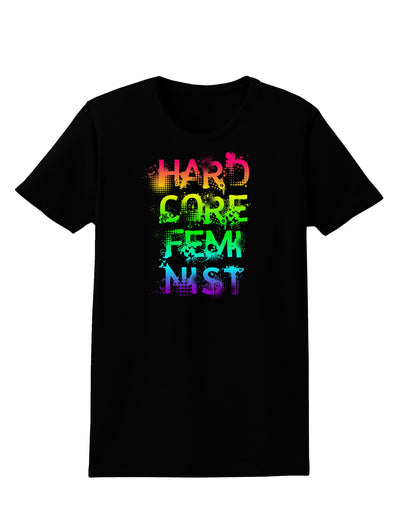 Hardcore Feminist - Rainbow Womens Dark T-Shirt-TooLoud-Black-X-Small-Davson Sales