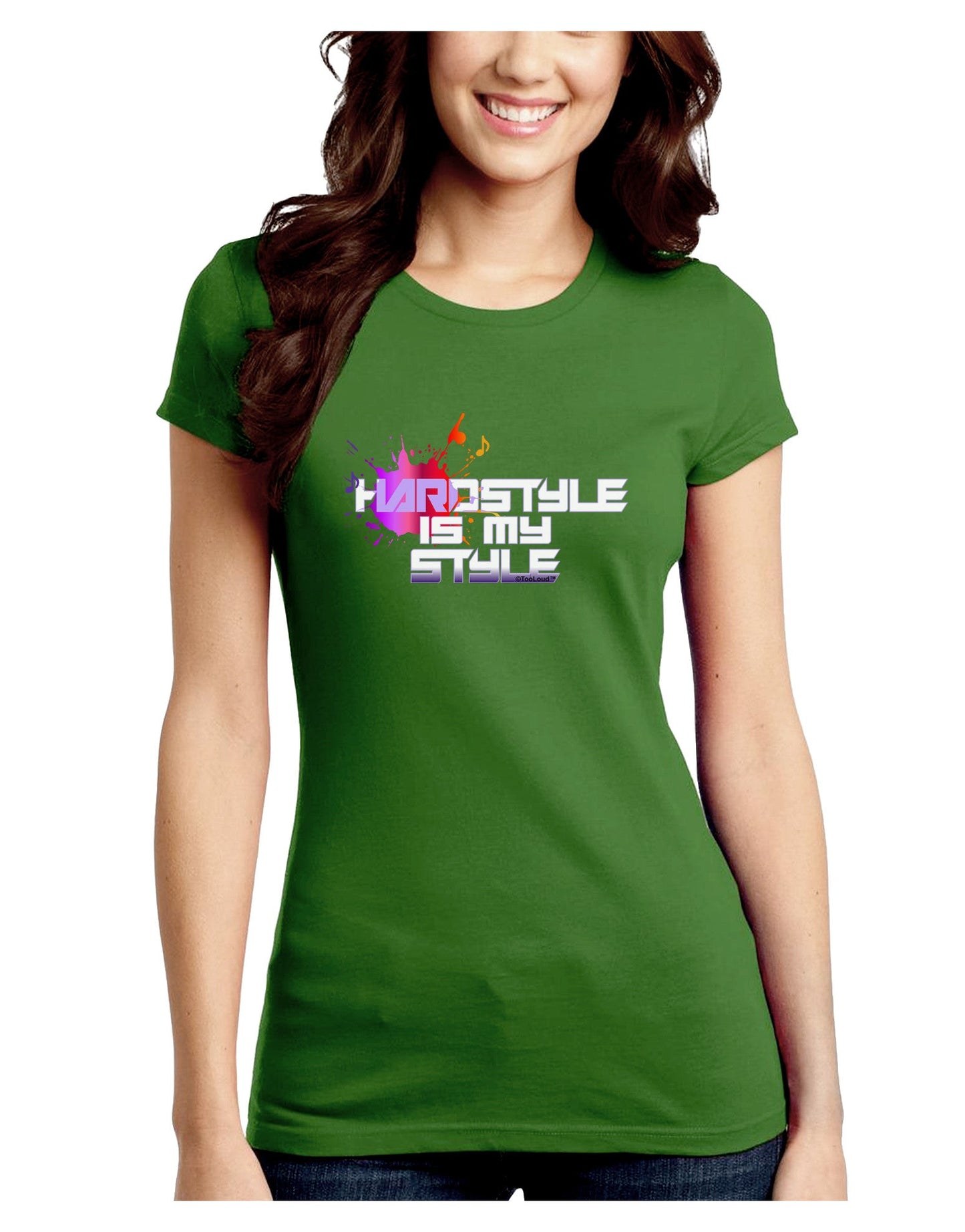 Hardstyle Is My Style Juniors Petite Crew Dark T-Shirt-T-Shirts Juniors Tops-TooLoud-Kiwi-Green-Juniors Fitted Small-Davson Sales