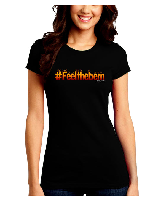 Hashtag Feelthebern Juniors Petite Crew Dark T-Shirt-T-Shirts Juniors Tops-TooLoud-Black-Juniors Fitted Small-Davson Sales