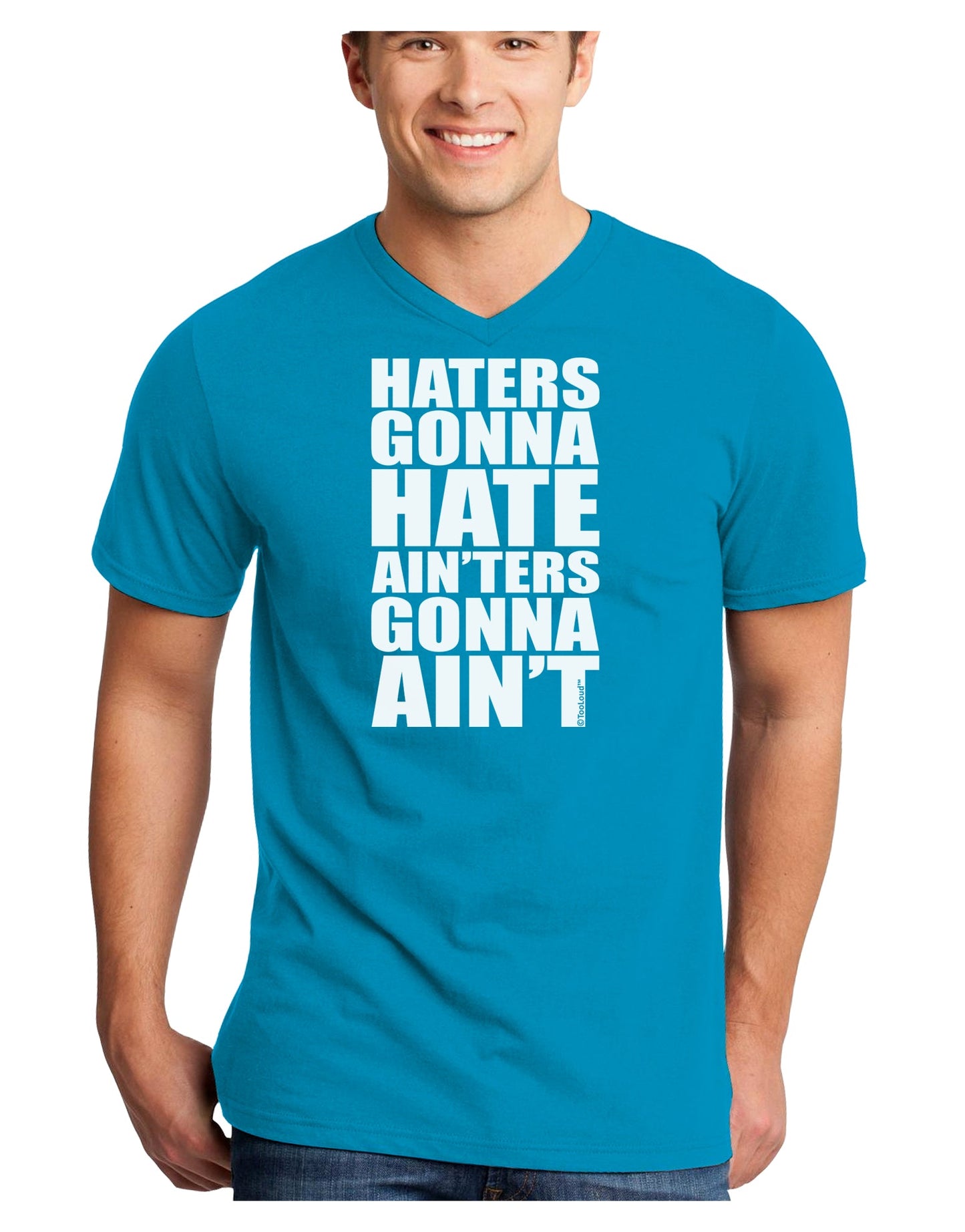 Haters Gonna Hate Ainters Gonna Aint Adult Dark V-Neck T-Shirt by TooLoud-Mens V-Neck T-Shirt-TooLoud-Turquoise-Small-Davson Sales