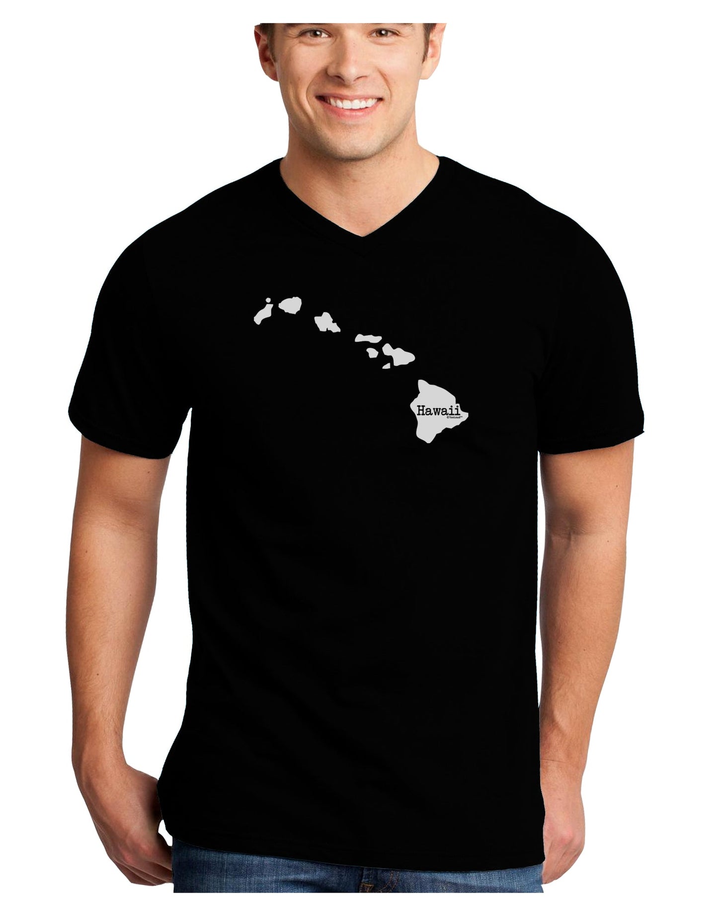 Hawaii - United States Shape Adult Dark V-Neck T-Shirt by TooLoud-Mens V-Neck T-Shirt-TooLoud-Black-Small-Davson Sales
