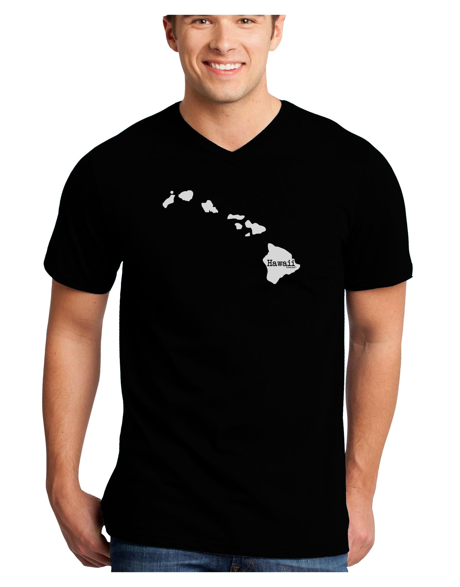 Hawaii - United States Shape Adult Dark V-Neck T-Shirt by TooLoud-Mens V-Neck T-Shirt-TooLoud-Black-Small-Davson Sales
