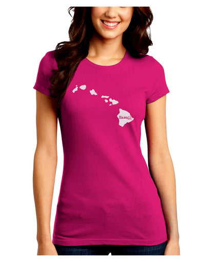 Hawaii - United States Shape Juniors Crew Dark T-Shirt by TooLoud-T-Shirts Juniors Tops-TooLoud-Hot-Pink-Juniors Fitted Small-Davson Sales